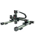 Motorized Three Axis Gantry Robot Stage Featuring Linear Belt Drive Plus Stepper Motors For Cnc Routing, compact design with 300 mm travel.