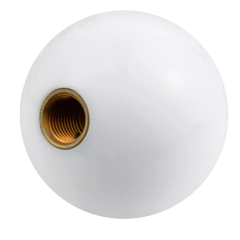 5 Speed Round Ball Shift Knob For Manual Cars, Resin Shifter Lever Head With 3 Adapters, white finish close-up