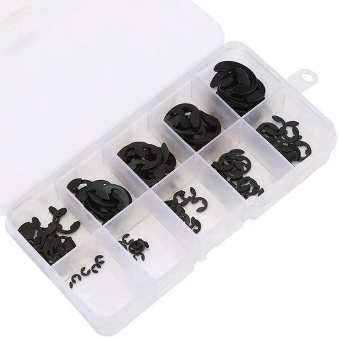120 Piece E Clip Snap Circlip Kit Built To Last From Manganese Steel Retaining Rings For Machinery Maintenance In Sizes 1.5 To 10mm With Heavy Duty