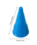 Epic Ice Cream Sand Toys Cone Mold Set For Beach And Backyard Play, blue plastic cone mold with dimensions shown