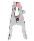 Heavy Duty 800A Earth Clamp For Welding Jobs With Copper Jaw Grip, Industrial Grade Ground Cable Connector showing copper and metal grip.