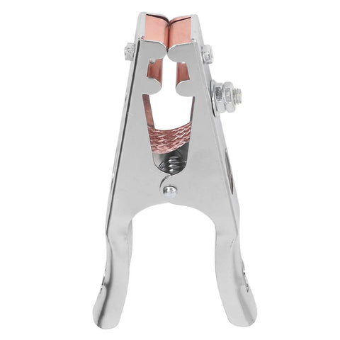 Heavy Duty 800A Earth Clamp For Welding Jobs With Copper Jaw Grip, Industrial Grade Ground Cable Connector showing copper and metal grip.