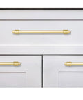 8 Inch Brushed Gold Cabinet Pulls 5 Pack Zinc Alloy Modern And Simple Cabinet Handles on white kitchen cabinets.