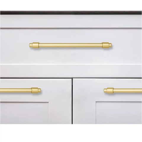 8 Inch Brushed Gold Cabinet Pulls 5 Pack Zinc Alloy Modern And Simple Cabinet Handles on white kitchen cabinets.