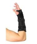 Ambidextrous Wrist Brace With Adjustable Malleable Aluminum Cuffs for wrist forearm and arm support shown on an arm