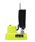 GOWENIC Cordless Floodlight, 6000lm Brightness, 360 Degree Rotating Head, side view showcasing USB ports and adjustable head.