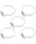 4 Inch Double Wire Hose Clamps 5 Pack Adjustable Worm Gear Pipe Clamp Bolt Included Zinc Coated Heavy Duty Tubing Lock.