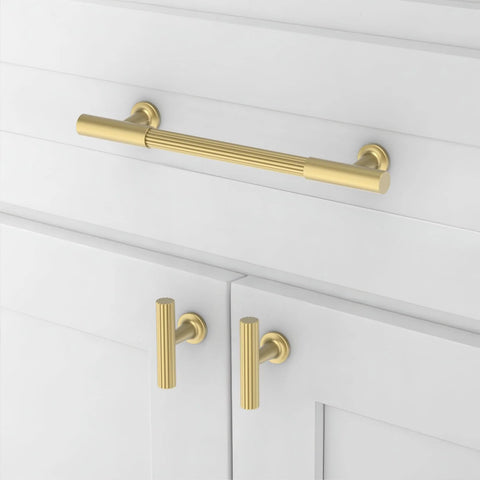 10 Pack Brushed Gold Cabinet Pulls 5 Inch 128mm Solid Heavy Duty Zinc Alloy Drawer Handles for kitchen cupboards and cabinets.
