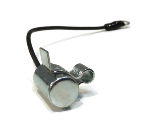 Close-up of ignition points and condenser kit replacement for Tecumseh engines replaces Rotary 6781 Stens 056 102, metal and wire components visible