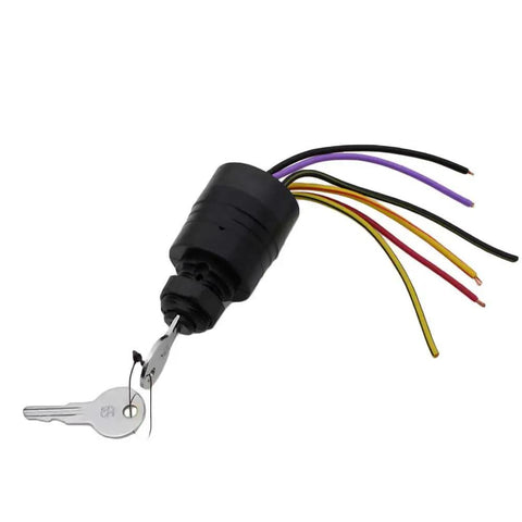 Boat Ignition Key Switch For Mercury Outboard Remote Control Box 3 Position Off Ignition Start 6 Wire Push To Choke Marine Starter Switch Fits Mercury 1994 And Up Motors 30 To 300HP OEM Quality Universal Fit showing ignition switch with colored wires and two keys