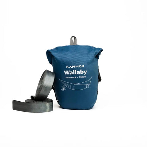 Wallaby Lightweight Hammock With Straps Portable Chill Spot For Backyard Park Campus Camping Or Hiking Built For Everyday Use Durable Ripstop Nylon Easy Setup Glacier Blue in compact carry bag with visible straps