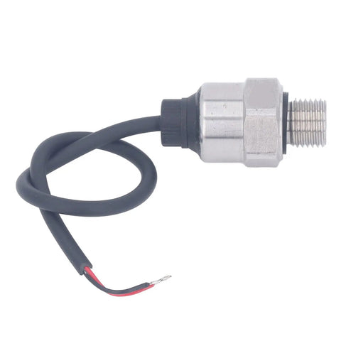 Rugged Pressure Transmitter 0 To 100 Psi With 4 To 20 mA Output Beefy Workhorse One Quarter Inch Thread Sensor, stainless steel, industrial use, side view