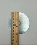 Top view of Fender washer, 3/8 in inner hole and 3 in outer diameter, zinc-plated low-carbon steel
