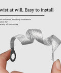 Universal Automotive Ground Strap Set Tinned Braided Copper Wire shown twisted, showcasing flexibility and easy installation.