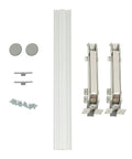Built Like A Tank Heavy Duty Cabinet Door Lateral Hinge Set With Smooth Glide Motion For Kitchen Cupboards Pantry Drawers contains metal hinges, screws, and installation pieces.