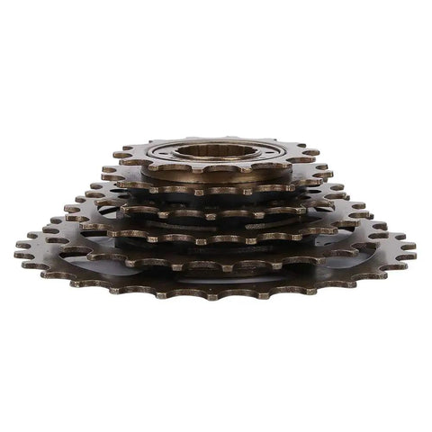 Close-up of Six Speed Freewheel 14T-28T Wear-Resistant Bicycle Cassette for mountain bike with smooth shifting sprockets