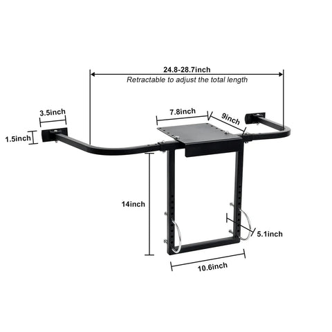 Roof And Gutters Ladder Stabilizer With Wing Span Design Heavy Duty Extension Ladder Standoff Guard dimensions illustration