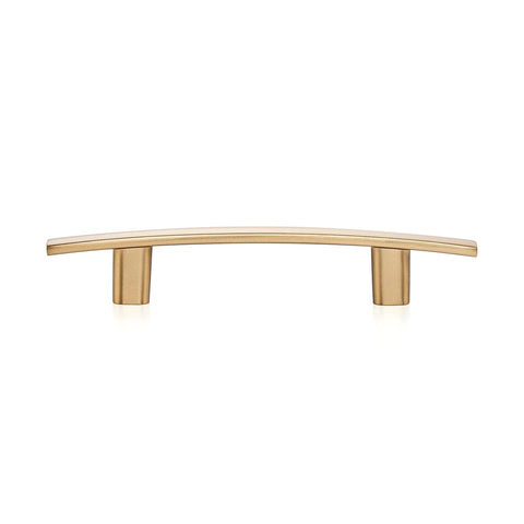 Front view of a 5 Pack Champagne Bronze Curved Cabinet Handle for Kitchen Cabinets and Drawer Fronts, 5-3/16 inch length with 3 inch center arch.