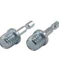 Plug And Play Heavy Duty Drill Adapter Converts 5/8 Inch 11 Thread To Quarter Inch Hex Shank For Impact Drivers And Drill Presses, stainless steel body.