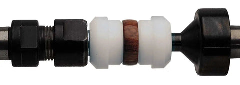 All-In-One Ring Turning Bushing Set for Lathe, 8-Piece Kit with 4 Steel and 4 Non-Stick Bushings, Includes 7mm Pen Mandrel Shaft, close up