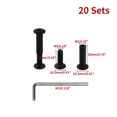 Heavy Duty Stainless Steel Binding Post Screws Designed For A Hella Secure Fit And Knockout Black Finish, 20 sets with M3 wrench included.