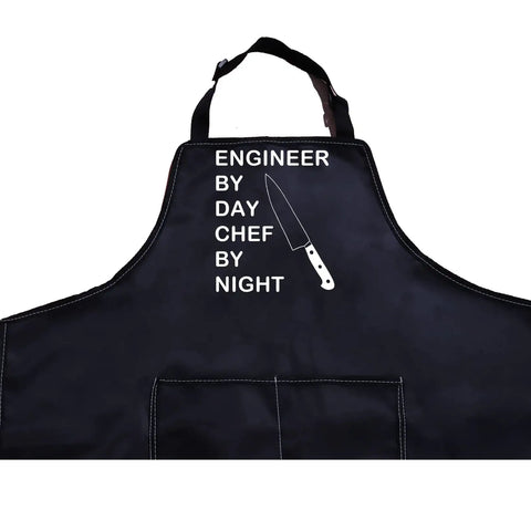 Funny Engineer Kitchen Apron Gift For Gearheads Engineer By Day Chef By Night Theme Apron Waterproof With Adjustable Neck Strap