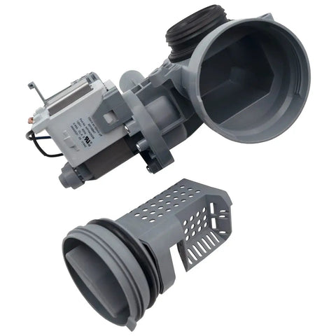 Clothes Washer Drain Pump Replacement Direct Fit For W10605427 W10425238 120V 60Hz 0.95A with filter attachment shown
