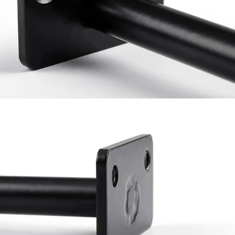 Close-up of the Two Pack Dope Heavy Duty Black Hidden Shelf Brackets for Wall Mounted Floating Shelves made of stainless steel.