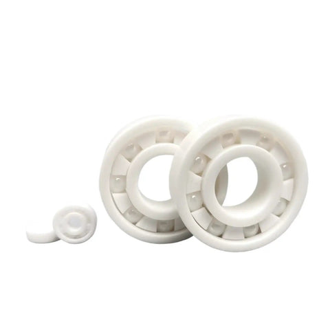 Premium Rock Solid Zirconia Ceramic Bearings Five Piece Set High Temperature Resistant Self Lubricating Dry Run Design Non Magnetic Insulated For Industrial Motors Built Different three ceramic bearings in white with a smooth finish