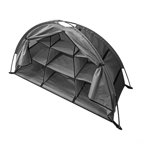 Collapsible Camping Storage Organizer With Nine Shelves, Heavy Duty Oxford Cloth Gear Rack For Shoes And Clothes, Portable Gray