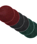 5 Inch Nylon Scouring Pads Set For Drill Powered Buffers And Polishers, 6 Pack Industrial Scrubbing Discs In Green Red Grey