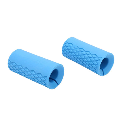 Silicone Dumbbell Grips 2 Pack, 1 Inch Inner Diameter Non Slip Barbell Grip with rhombic pattern, blue grips for gym equipment