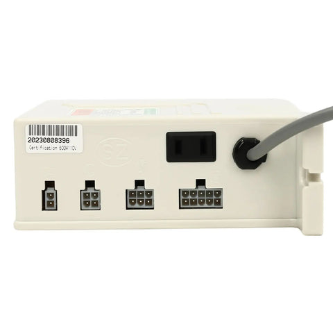 Back view of the Industrial Leather Skiving Motor SM-801 1200 RPM Electric Shovel Skin Cutter with connection ports.