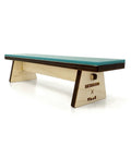 Wooden Fingerboard Bench Obstacle With Baltic Birch Wood And Teal Acrylic Surface for smooth fast slides viewed from side.