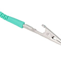 Close-up of a metal clip with green cord from 10 Pack Anti Static Wrist Straps With Adjustable Length And 1 Mega Ohm Resistor Grounding Bracelets