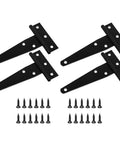Beefy Heavy Duty T Hinges Galvanized Iron Door Hinges With Screws 6 Inch Black 4 Pack For Shed Fence Gate Barn Wood Box Rust Proof 270 Degree Swing