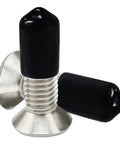 50 Count Black Rubber End Caps for Bolt Threads One Quarter Inch Six Point Five Millimeter Vinyl Flexible Screw Thread Protectors Safety Covers Tough As Nails Heavy Duty Cap Set for Furniture Machinery and Outdoor Gear shown on bolts