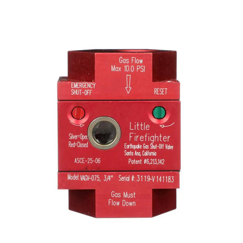 Earthquake Gas Shutoff Vertical Valve For Natural Gas And Propane Lines 1 Inch Connection Five Point Four Magnitude Sensor