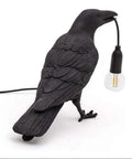 Cool Crow Table Lamp With Resin Bird Design, Cozy Desk Or Wall Sconce Light, Includes LED Bulb, E12 Base, 110V, Black Finish