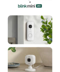 Top Shelf Wireless Security Bundle With 2K Resolution Battery Doorbell Cam Featuring Crisp Night Vision And Sync Hub Included, images of doorbell and mini camera.
