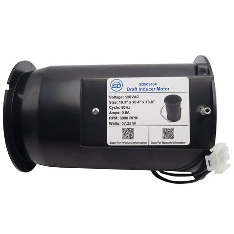 HVAC Furnace Draft Inducer Motor Replacement For M1 Combustion Blower Assembly, detailed side view with label and specs