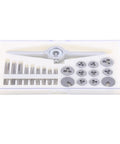 30 Piece Tap And Die Set With High Speed Steel Taps And Dies For Quick Threading And Thread Repair Hand Tapping Tools Kit For Machine Shop Includes Internal And External Thread Tools Built Tough For Real World Use. HSS tap and die set in plastic case, top view