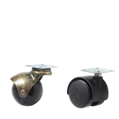 Smooth Rolling Antique Brass Swivel Casters Set Of Four Heavy Duty Two Inch Ball Caster Furniture Wheels For Vintage Sofas And Heavy Loads Top Shelf Build No Sweat Setup with black rubber wheels.