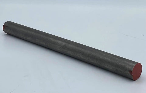 1018 Steel Round Bar 1 Inch By 12 Inch Cold Rolled Low Carbon Metal For DIY Fabrication Welding Forging Drilling Machining Cold Drawing And Heat Treating Single Piece Bar, angled view