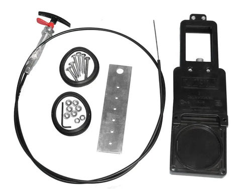 72-Inch Flexible Cable Kit With One And A Half Inch Valve, Black Finish, Stainless Steel Inner Wire, folding handle, universal fit