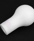White 5 Speed Gear Knob Shifter for Lancer V3 and Evo Upgrade, shown on a textured black surface, emphasizes auto-grade material.