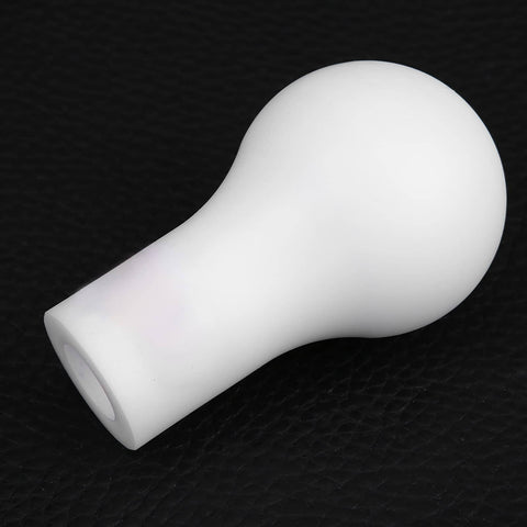 White 5 Speed Gear Knob Shifter for Lancer V3 and Evo Upgrade, shown on a textured black surface, emphasizes auto-grade material.