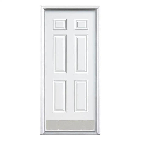 Kick Plate Satin Nickel 6 Inch By 34 Inch With All Mounting Hardware Included For Easy Door Protection Durable Metal Finish Great For Home Or Office Modern Shield on white door