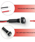 Close-up of 180 Changeable Symbols LED Indicator Light 12V-24V IP67 Waterproof showing pre-wired connection and flat head design.