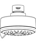 Cosmopolitan 100 Shower Head With Four Sprays Rain O2 Rain Massage And Jet 2.5 GPM Starlight Chrome Finish Dream Spray line drawing